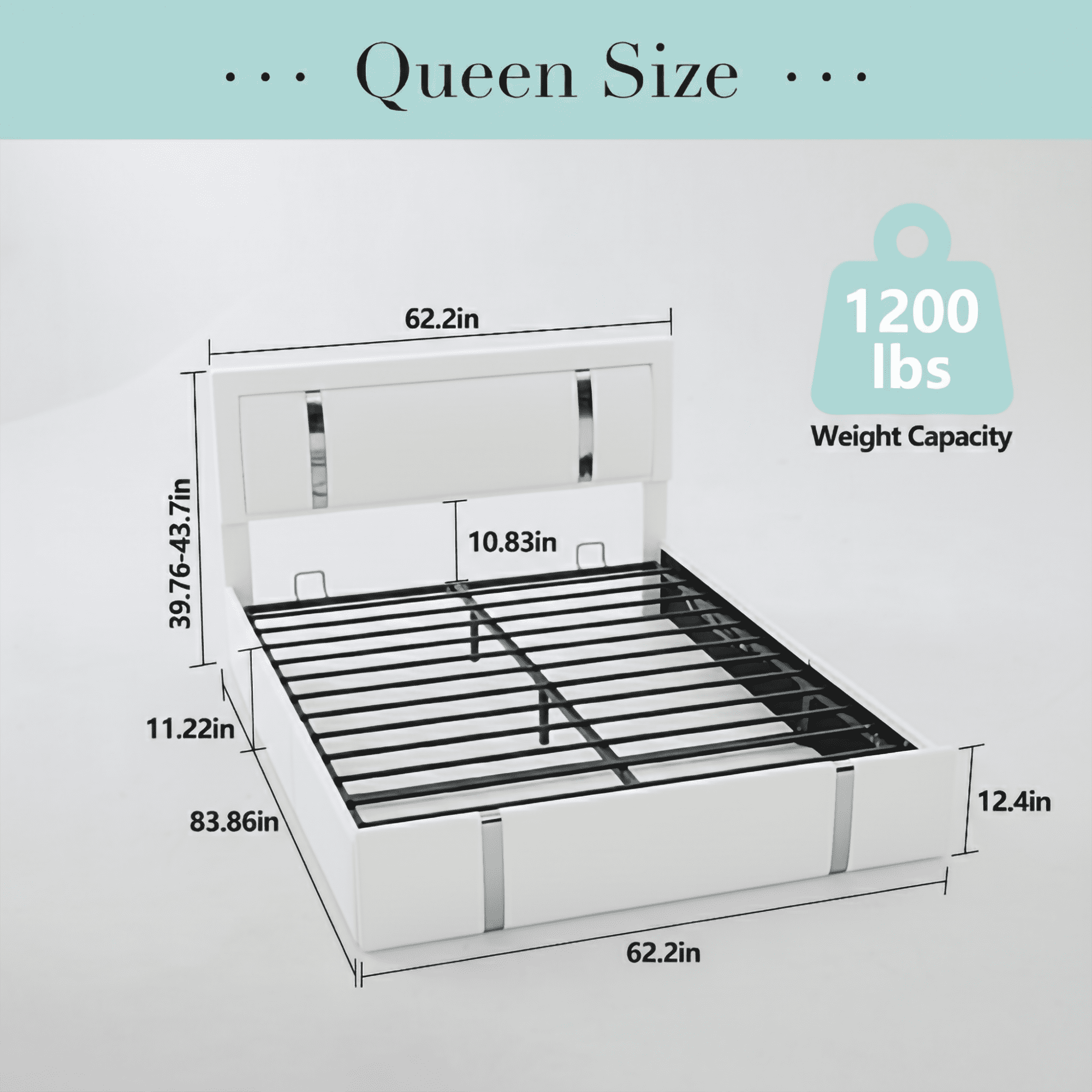 Gewnee Queen Size Lift Up Storage Bed,Faux Leather Upholstered Platform Bed with Adjustable Headboard and Charging Ports,LED Bed Frame with Hydraulic Support.White