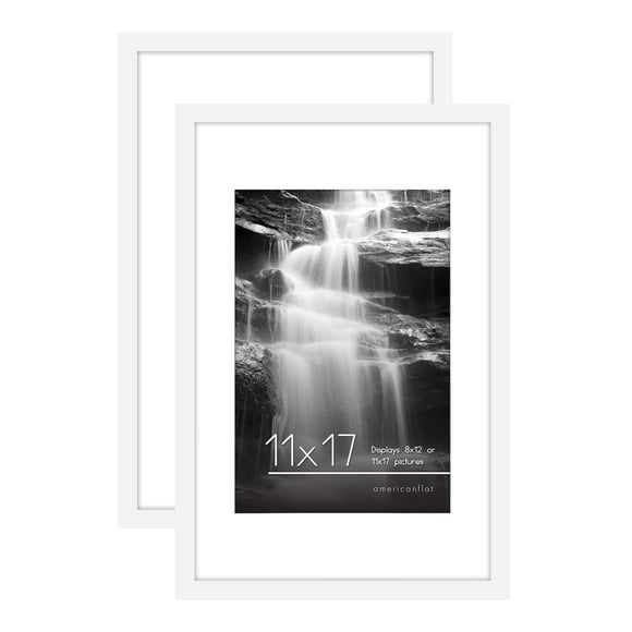 Americanflat 11X17 Picture Frame In White, 2 Pack - Use As 8X12 Picture Frame With Mat - Includes Sawtooth Hanging Hardware For Horizontal Or Vertical Display