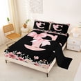 thumbnail image 2 of Erosebridal Cute Bowknot Floral Full Size Sheets, Black Pink Initial C Bed Sheets, 4pcs, 2 of 5