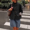 thumbnail image 2 of Sorvello Womens Ruffle Short Trench Coat Single Breasted Cropped Jackets,Stand Collar Button Down Fall Jackets Black XL, 2 of 6