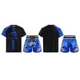 thumbnail image 5 of Doomiva Kids Boys Mixed Martial Arts MMA Boxer Costume Short Sleeve Boxing T-shirt Sports Tops with Shorts Tracksuit Blue 14, 5 of 6