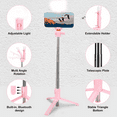 thumbnail image 6 of Selfie Stick Tripod Quadrapod, Onboard Light, Wireless Bluetooth Remote, Extendable, Stainless Steel, Compatible with All iPhone & Android Devices（pink）, 6 of 7