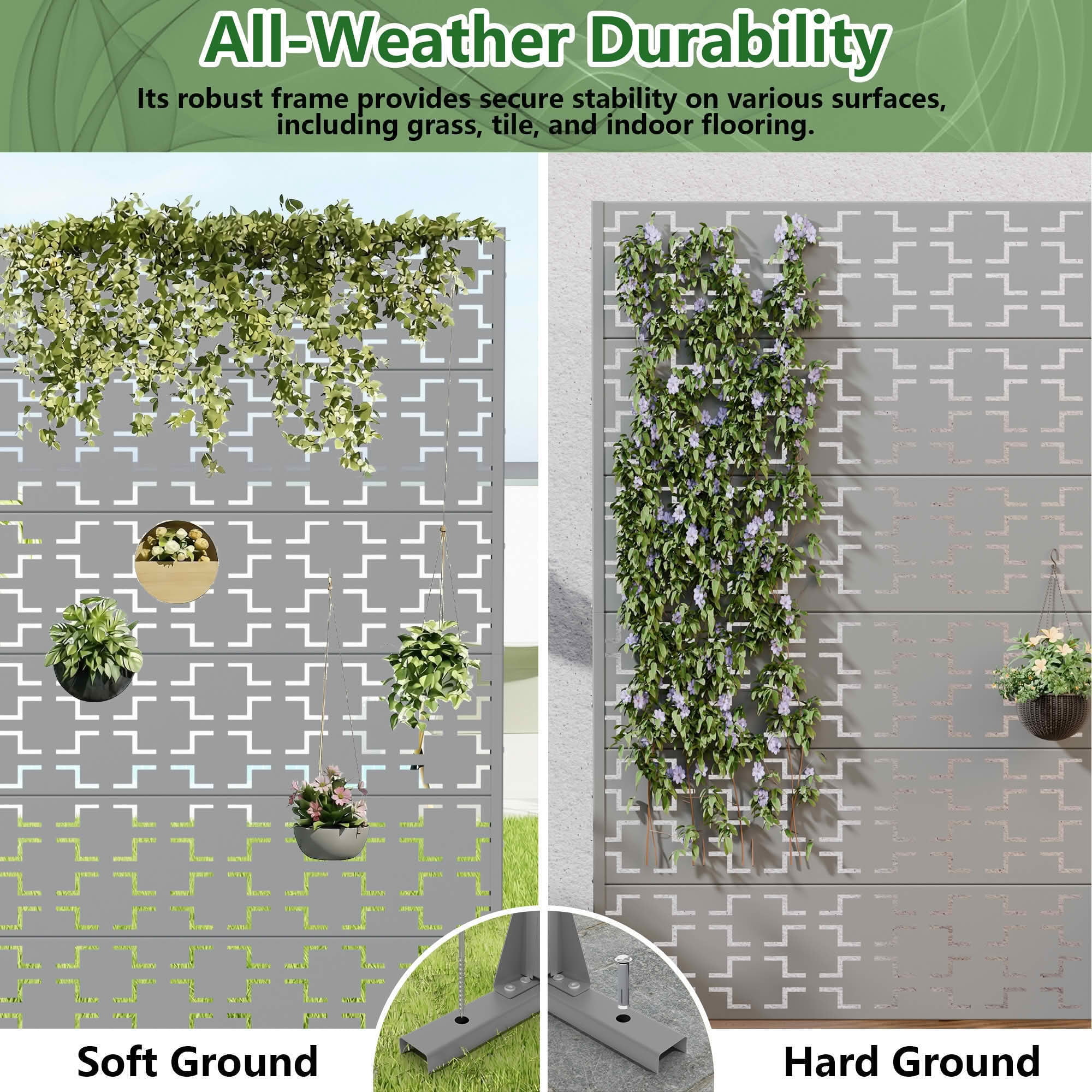 MAYEERTY 72x47 Gray Double-sided Outdoor Natural Privacy Panel Screen, 6 Piece Set Natural Folding Divider for Backyard and Garden