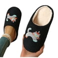thumbnail image 4 of Samdudou Bedroom Slippers for Women Corduroy House Shoes Cute Party Cat Embroidery Warm Plush Fleece Lined Closed Toe Anti-Slip Rubber Sole Slip-On Indoor Fluffy Winter Footwear, 4 of 5