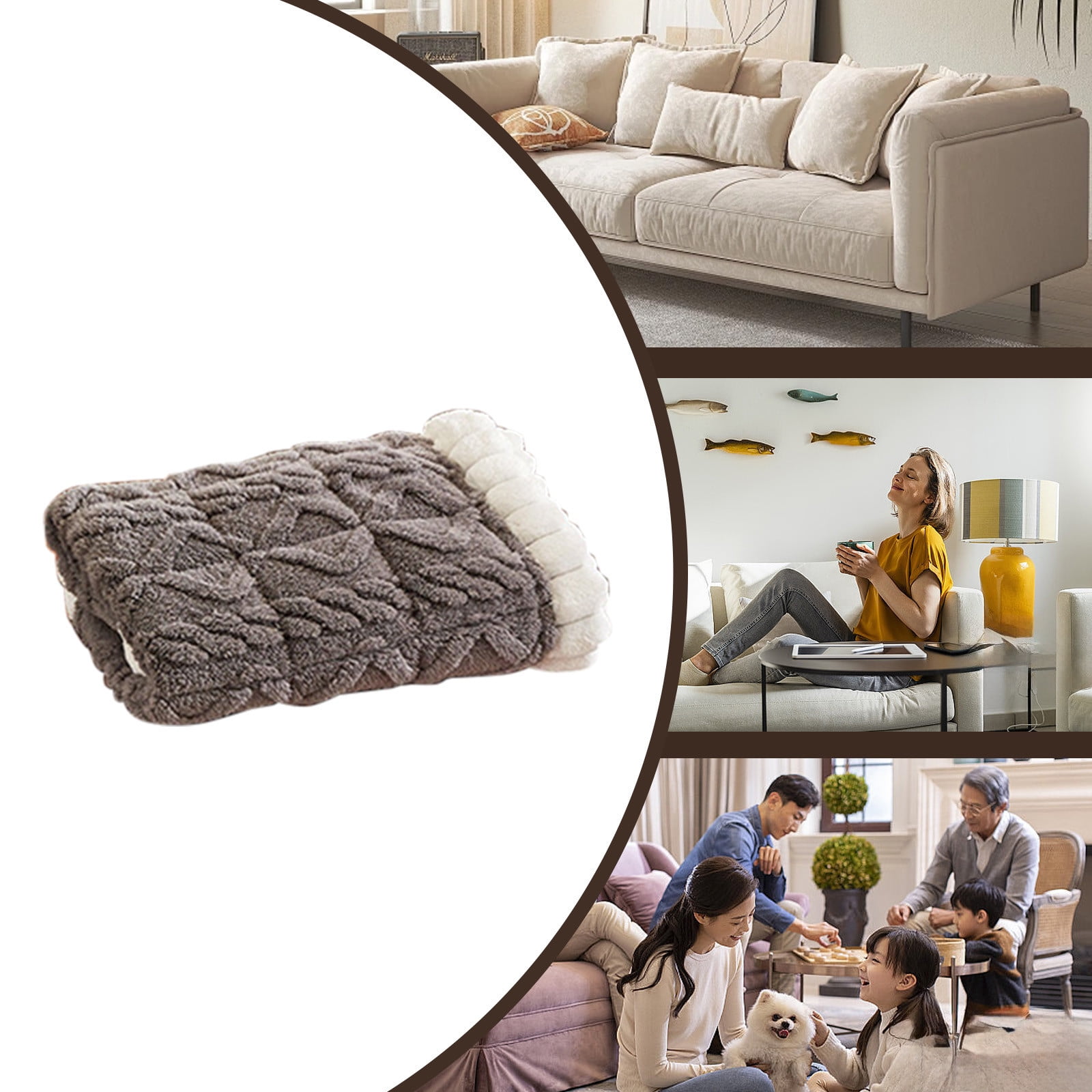 Sofa Cushions for Fall and Winter, Thickened Seat Cushion with Non-Slip Base, Reinforced Stitching Comfort Pad, For Living Room and Home Seating