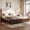 Dark Walnut, variant on Christopher Knight Home Modern Platform Bed Frame with White Fabric Headboard, Queen Size, Natural