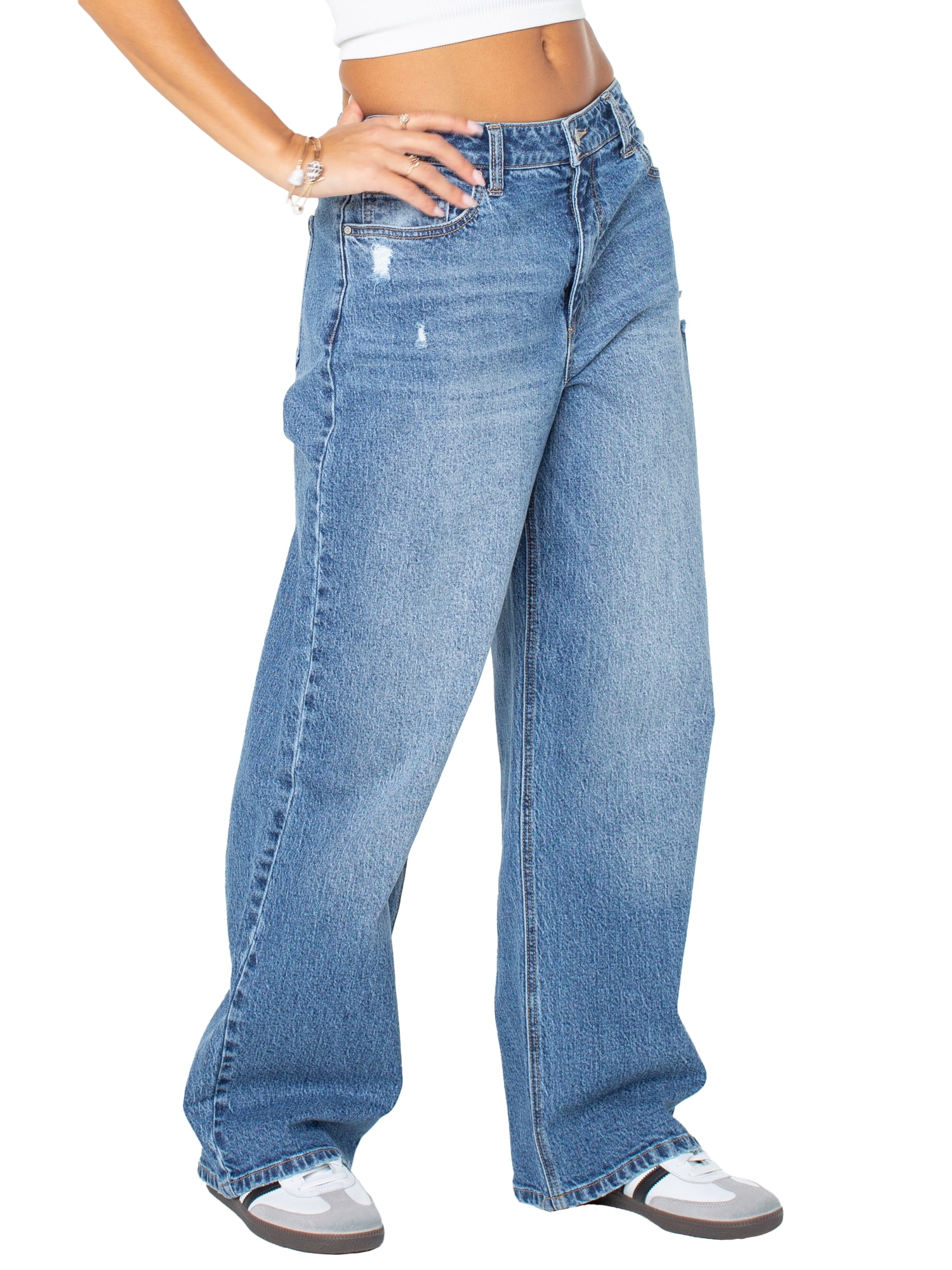 Celebrity Pink Women's and Women's Plus Slouchy Wide Leg Jean, Available in 30", 32", and 34" inseams, Sizes 1-24W