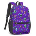 thumbnail image 2 of Alien Moon Purple Pattern 17" School Backpacks for Teens,Waterproof Oxford Fabric,S-Shape Padded Straps for School,Travel,Hiking,Camping, 2 of 6