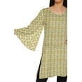 thumbnail image 4 of Moomaya Kurtis Courtes en Poly-Crêpe pour Femmes, Robe à Manches Kimono Imprimée, Haut Indien, 4 of 5
