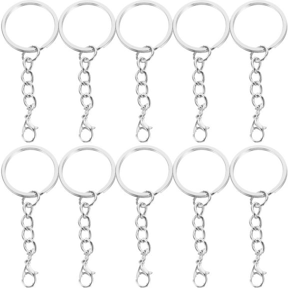 COMPUKAS 100-Pack Metal Keychains with 25mm and Chains, Key Holders for Decoration, Crafts, and Everyday Use