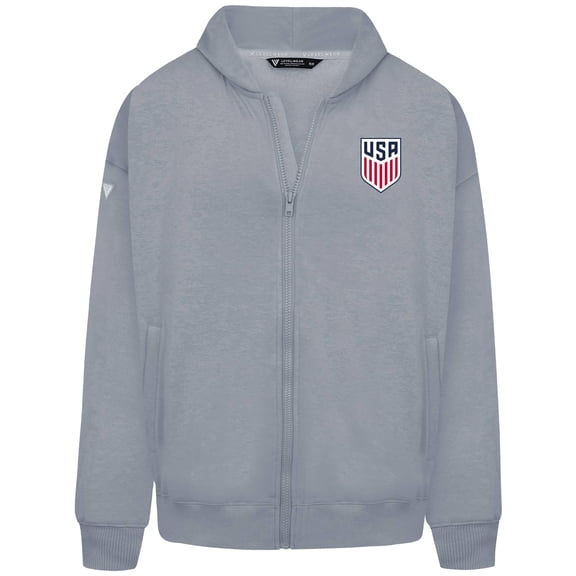 Men's Levelwear Gray USMNT Oversized Uphill Full-Zip Hoodie