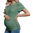 thumbnail image 3 of Short Sleeve Women's Maternity Shirt Casual Puff Sleeve Knit Tops, 3 of 6