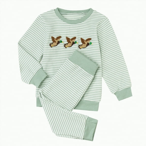 Baby Clothes Boy Boys Spring Fall Stripe Long Sleeve Elastic Waist 6M 12M 18M 2T 3T Everyday Outfit Set 2 Pcs