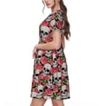 thumbnail image 2 of Balery Skull and Roses Vestidos sueltos de manga corta para mujer, vestidos de verano 2025, vestidos casuales de corte A con vuelo., 2 of 6