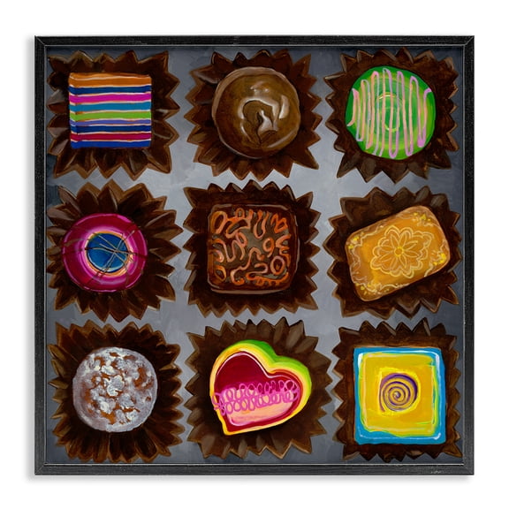 Stupell Industries Various Dessert Chocolates Food & Beverage Painting Black Framed Art Print Wall Art, 12 x 12