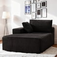 thumbnail image 2 of LUMIHO Chaise Lounge with Left Armrest, Comfy Corduroy Upholstered Sofa Bed Chair, No Assembly Required Modern Upholstered Lounge Chair for Bedroom, Living Room and Office,Black, 2 of 4