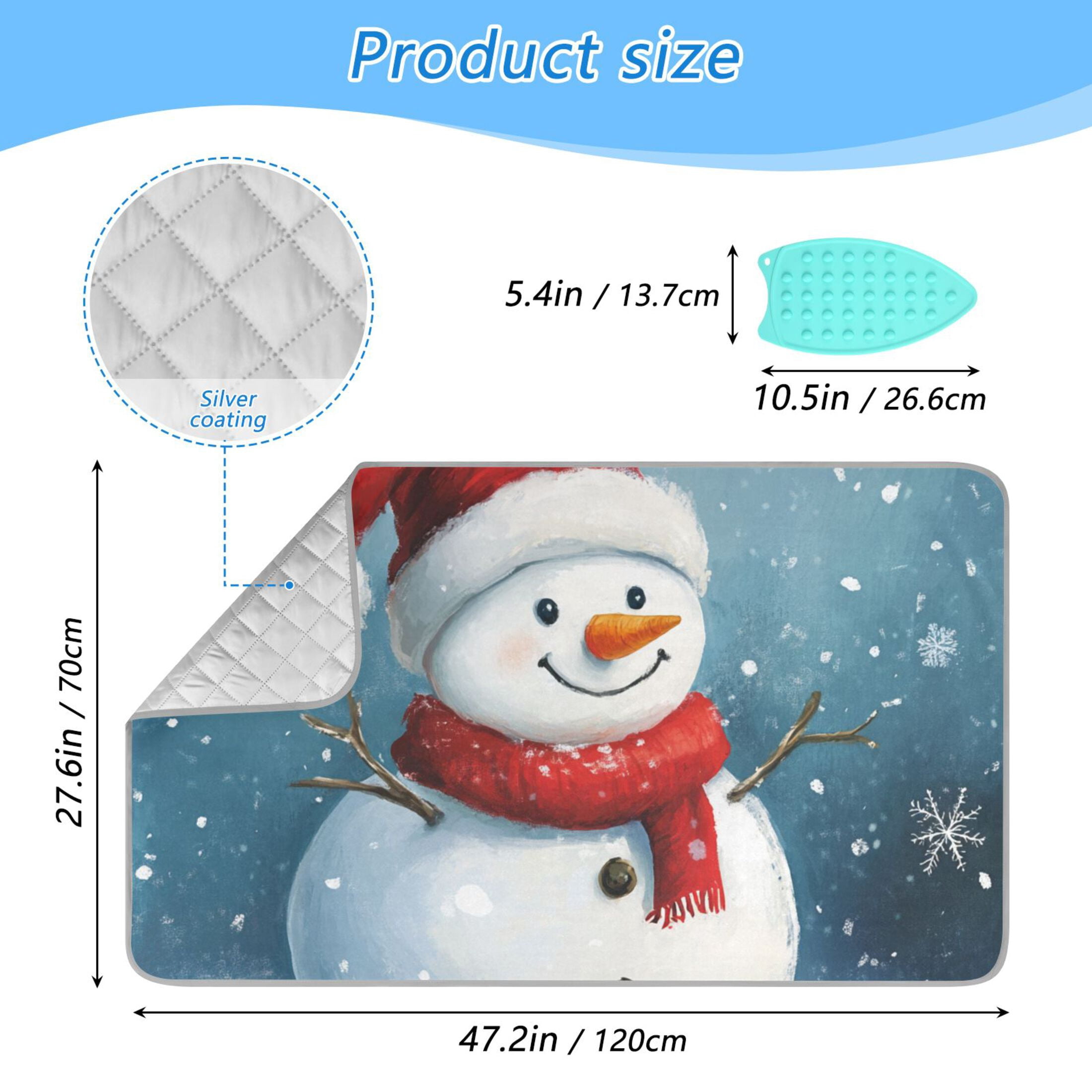 Christmas Snowman Cute Ironing Mat Blanket Portable Travel Ironing Pad Heat Resistant Pad 47.2" x 27.6”