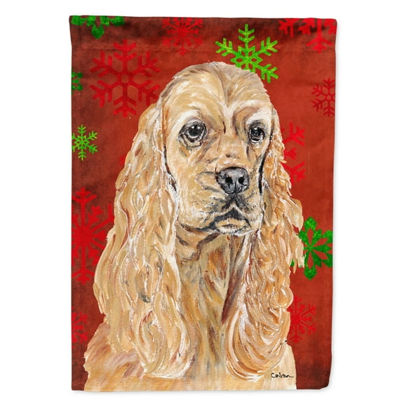 Carolines Treasures SC9584-FLAG-PARENT Cocker Spaniel Red Snowflake Christmas Flag  multicolor