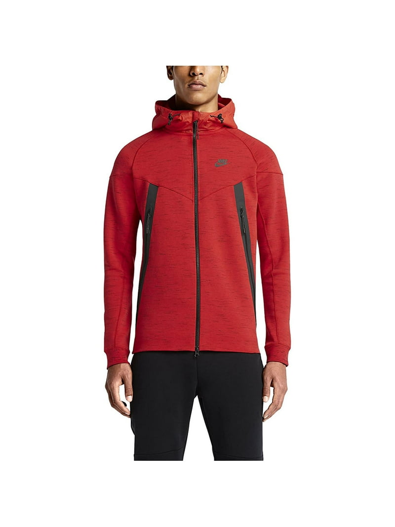 Nike Tech Fleece Bonded Windrunner Full Men's Hoodie Red-Black 642958-696 -