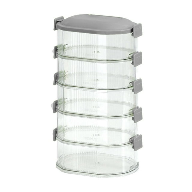 Hinati Clearance on Sale 5 Layer Stackable Kitchen Storage Box Seasoning Containers Airtight Food Storage Containers Spaghetti Container for Microwave, Oven, Freezer and Dishwasher