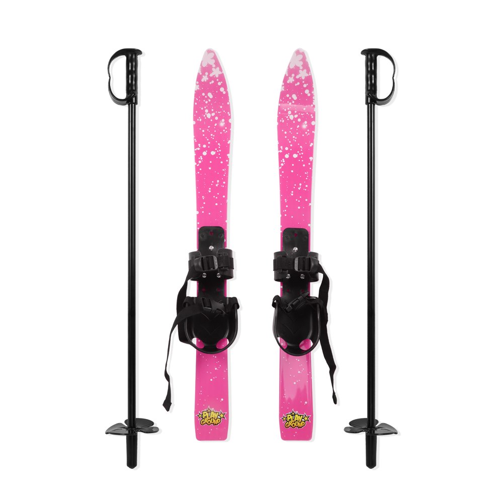 KARMAS PRODUCT Kids Skis and Poles with Bindings for Age 24 Beginner