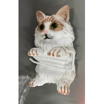 Wuztai Cat Paper Holder Wall Mount Toilet Paper Dispenser, Resin Cat Sculpture Bathroom Tissue Roller, Cute Decorative Paper Towel Holder