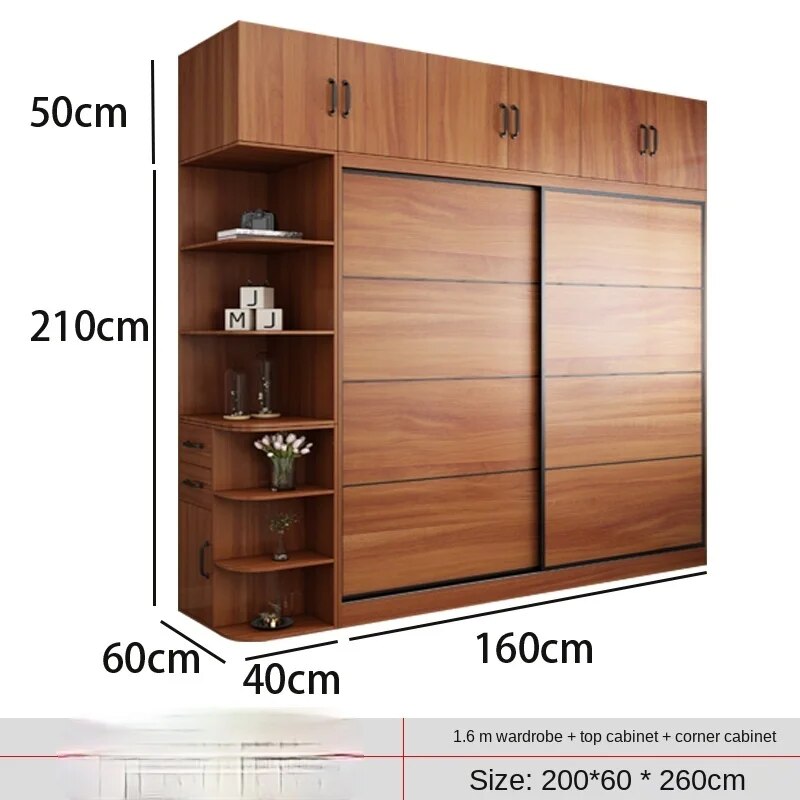 Sliding door wardrobe sliding door wooden wardrobe assembly bedroom household locker