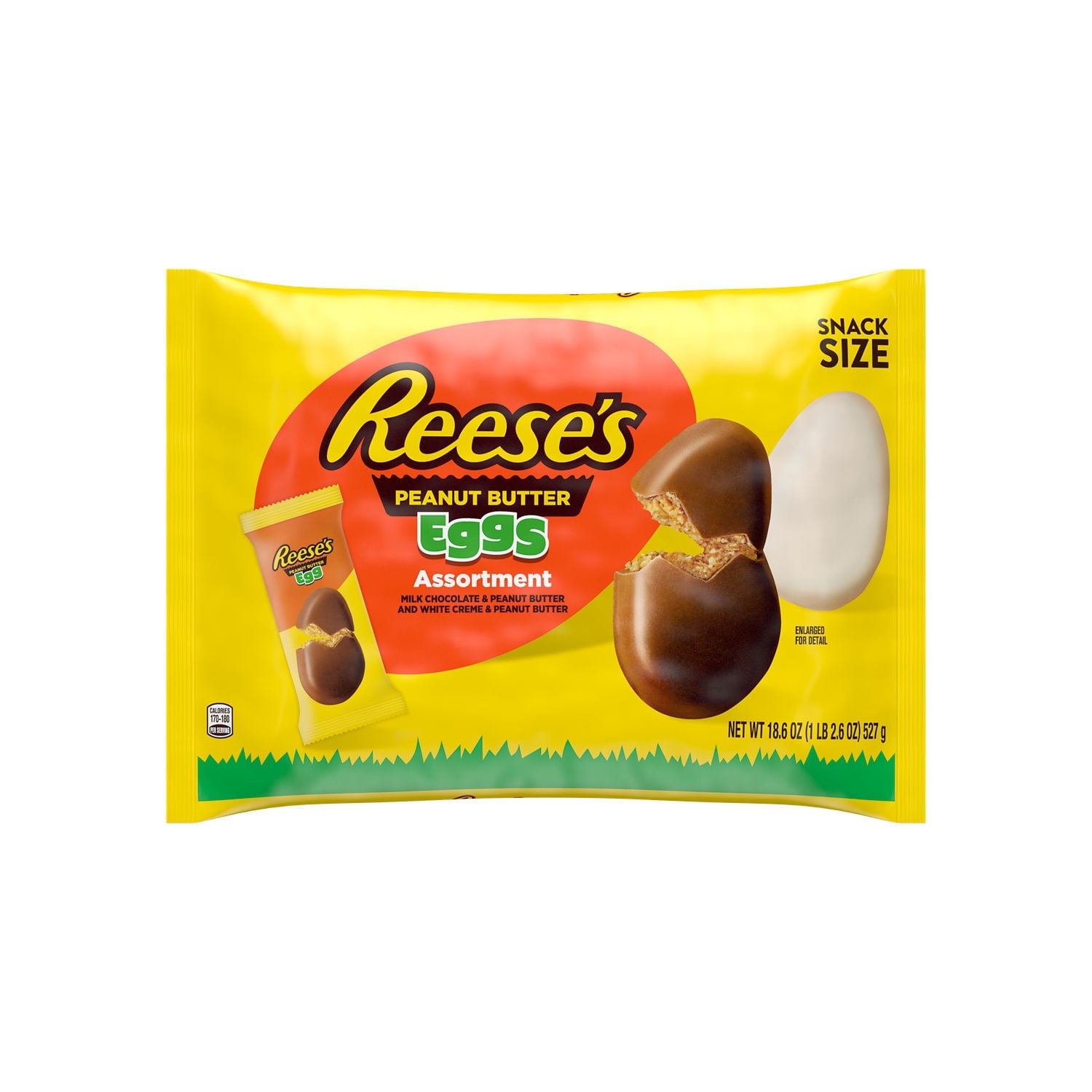 REESE'S, Assorted Milk Chocolate, White Creme Peanut Butter Eggs, Easter Candy, 18.6 oz, Variety Bag