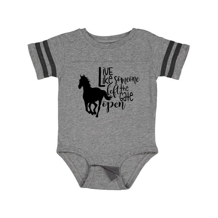 

Inktastic Live Like Someone Left the Gate Open Horse Silhouette Gift Baby Boy or Baby Girl Bodysuit