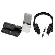 Samson Go Mic USB Microphone for Mac and PC Computers, Silver - With H&A Closed-Back Studio Monitor Headphones