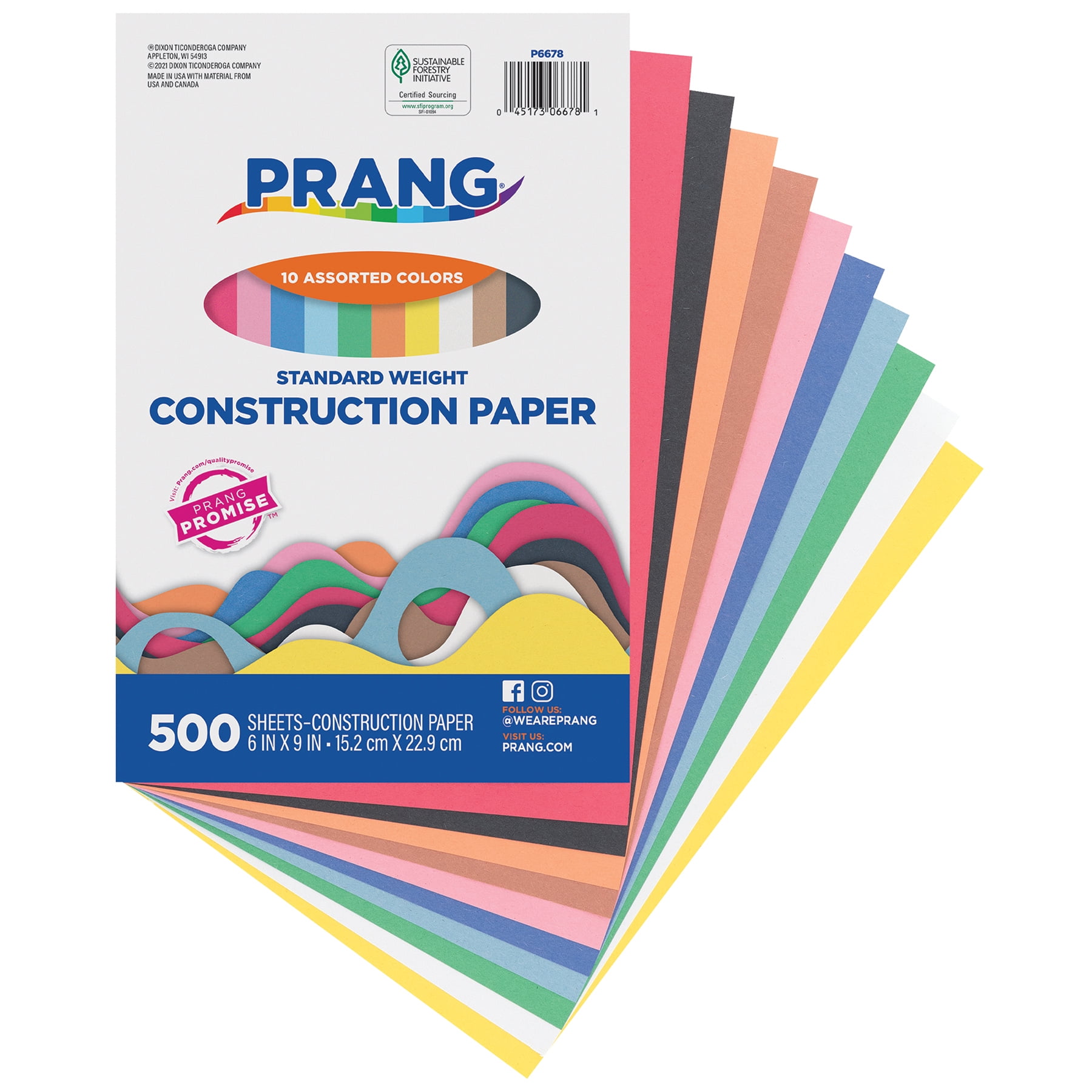 Prang Construction Paper, Standard Weight, 10 Assorted Colors, 6" x 9", 500 Sheets
