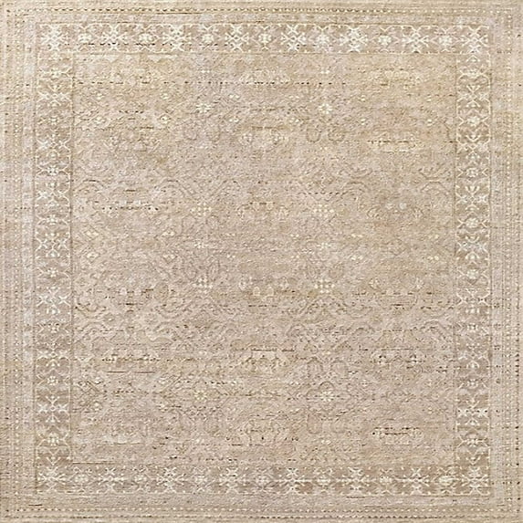 Ahgly Company Indoor Square Mid-Century Modern Desert Sand Beige Oriental Area Rugs, 5' Square