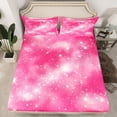 thumbnail image 2 of Manfei Starry Sky Print Twin Sheet Sets,Modern Minimalist Art Twin Fitted Sheet,Pink White Flat Sheet For Girls Kids,Luxury Bedroom Decor,3pcs, 2 of 7