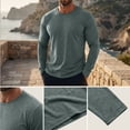 thumbnail image 5 of Men's Crew Neck Long Sleeve T-Shirt, Soft Stretch Casual Pullover Tee, Basic All Season Layering Essential for Fall Winter, Streetwear and Daily Wear Blackish Green L, 5 of 9