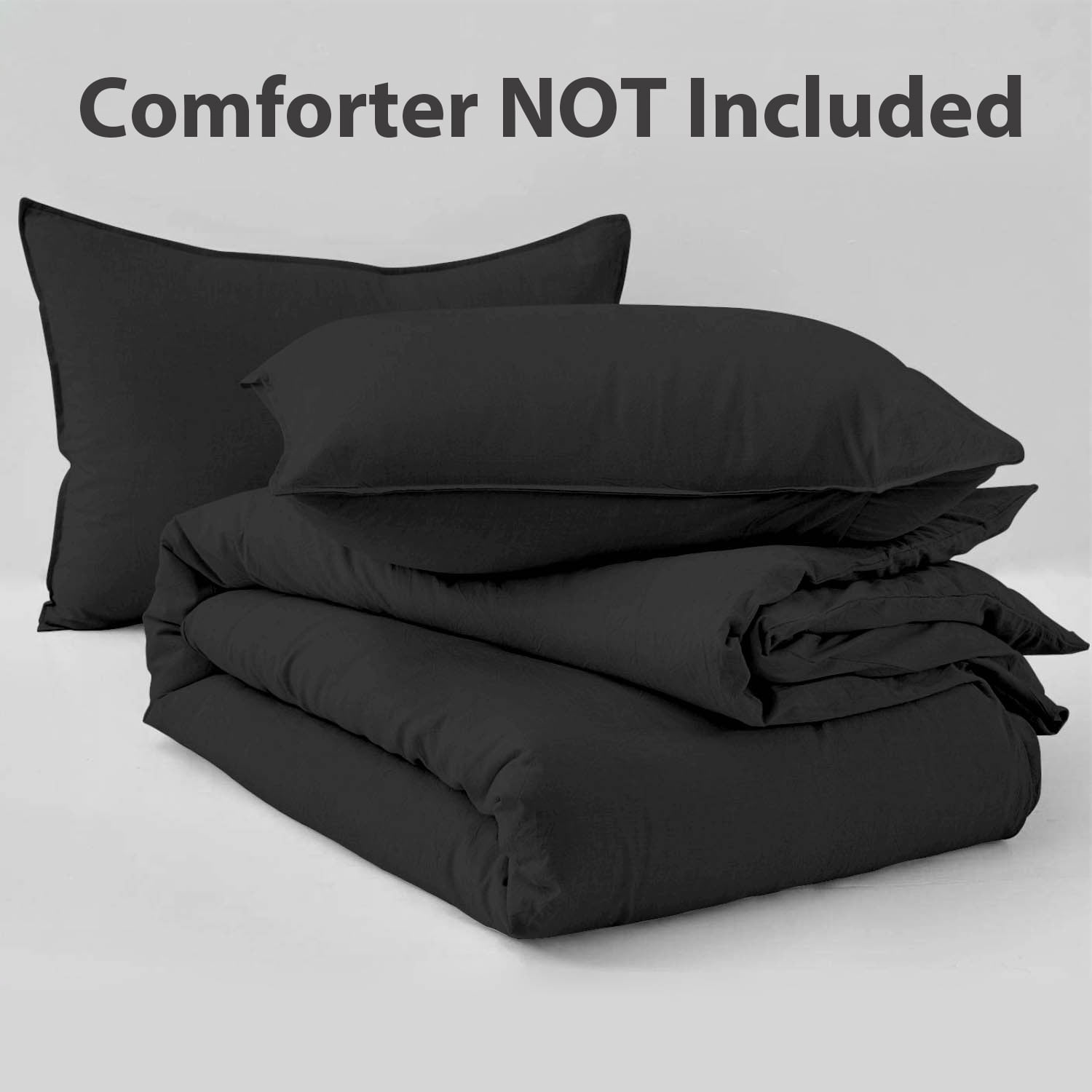 SORMAG Duvet Cover Set Soft Washed Microfiber Duvet Cover 2 Pieces Twin Black