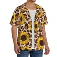 thumbnail image 4 of KLL Leopard Sunflowers Print Men's Shirt Short Sleeve Button Down Summer Cuba Beach Shirts- Medium, 4 of 7