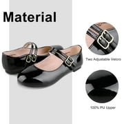 HOMEHOT Girls Dress Shoes Mary Jane Shoes for Girls Princess Ballerina Flats Back to School Shoes for Girls Party Wedding Black Big Kid 4
