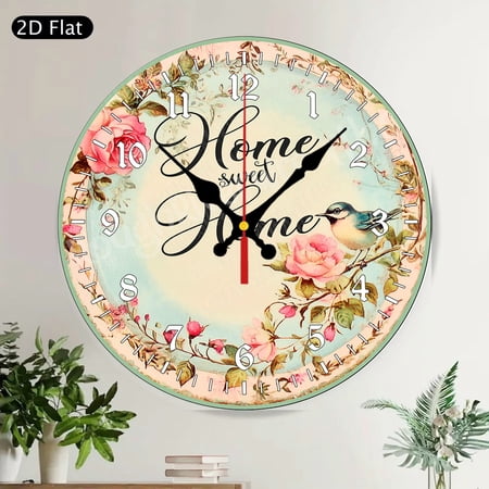 Amazing Grace Hymn Church Wildflower Landscape Round Wall Clock Silent Non Ticking Christian Religious Art Decor