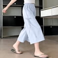 thumbnail image 2 of KyCheLot Capri Pants for Girls Wide Leg Pants Elastic Waist Lightweight Cropped Boho Beach Pants with Pockets 2-16Years, 2 of 7