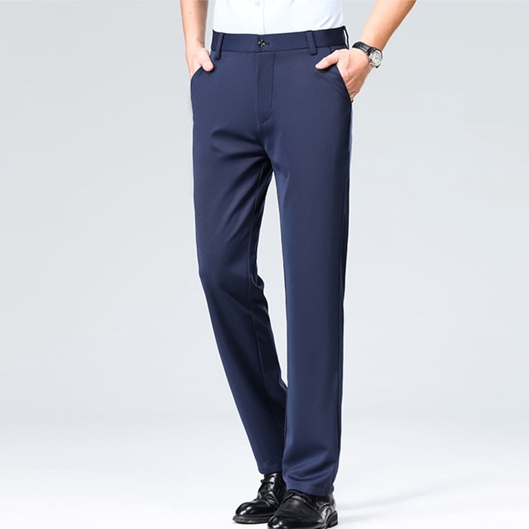 JUUYY Men's Suit Pants Classic Fit Flat Front Dress Pants Wrinkle Free  4-Way Flex Stretch Slim Fit Business Formal Pants Blue S - Walmart.com