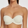 thumbnail image 5 of MELENECA Women's Stay Put Padded Cup with Lift Underwire Push Up Strapless Bras Off White 36E, 5 of 5