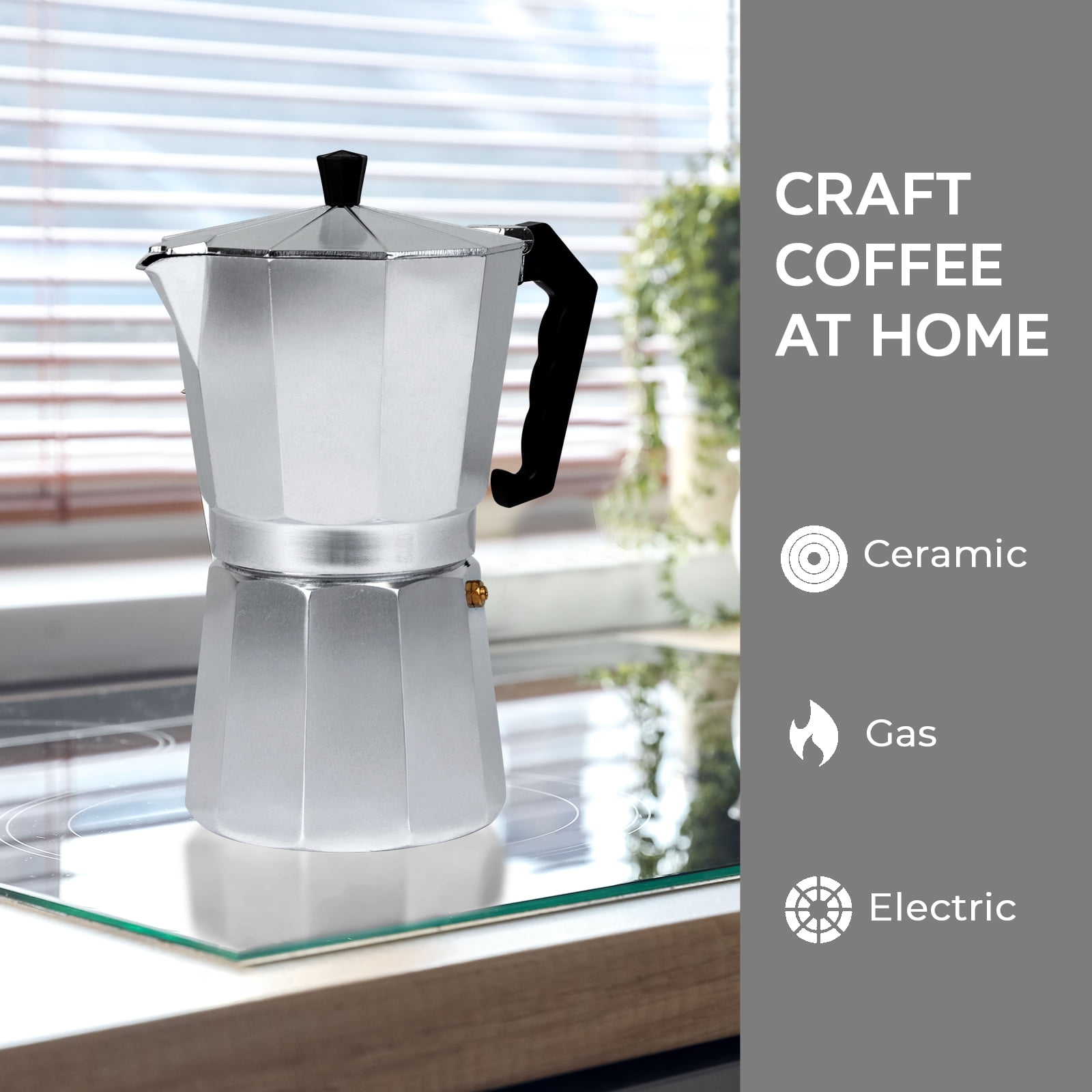 12 Cup Aluminum Espresso Maker - 6 Units
