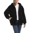 thumbnail image 2 of SWSMCLT Women's Fuzzy Jacket Hood Thermal Pocket Fleece Coat Long Sleeve Hoodie Outerwear Cute Full Zip Zipper Black X-Large, 2 of 4