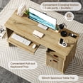 thumbnail image 4 of Bestier 55" Home Office Desk with Smart Fingerprint Cabinet Lock, Writing Computer Desk with Power Outlets, Keyboard Tray and Storage Drawers, Log, 4 of 11