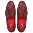 thumbnail image 2 of Santimon Mens Dress Shoes Paillette Loafers Metallic Slip-On Casual Business Shoes Red 7 US, 2 of 7