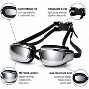 Adult Swim Goggles with Mirror Coated Lenses and Adjustable Strap for Pool and Training, TIKA