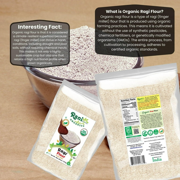 Rani Organic Ragi (Red Millet) Flour 64oz (4lbs) 1.81kg Bulk ~ All