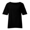 thumbnail image 5 of cfhntfmh Linen Shirts for Women Cotton Casual Half Sleeve Summer T-shirts Loose Side Slit Crewneck Solid Color Plus Size Tops, 5 of 5