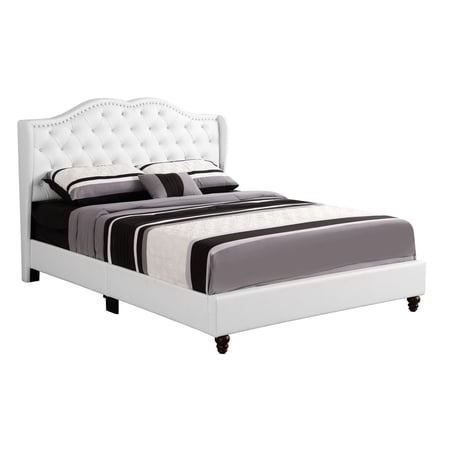 Home Bedroom Furniture Joy Jewel White Jewel Tufted Queen Panel Bed