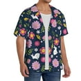 thumbnail image 2 of Sikiie Floral Rabbit Men's Wrinkle Free Untucked Cuban Shirt Business Casual Button Down Shirts Short Sleeve ShirtX-Large, 2 of 5